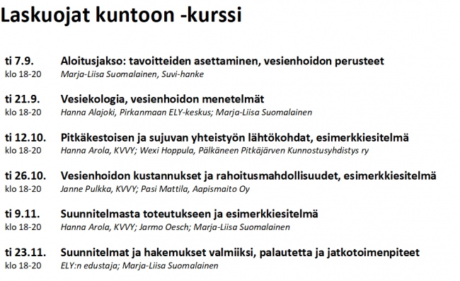 Laskuojat kuntoon -kurssi kokoontuu kuutena tiistaina 7.9. alkaen. opiston kurssi