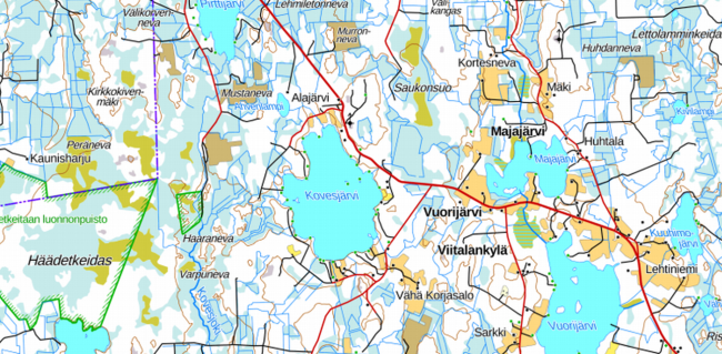 Soiden ja turvetuotantoalueiden ympäröimä Parkanon Kovesjärvi on pari kilometriä leveä. Kovesjärvi